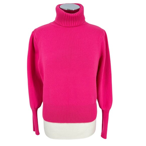 French Connection Puff Sleeve Turtleneck Sweater Pink Size Small - Picture 1 of 11